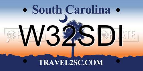 W32SDI South Carolina License Plate