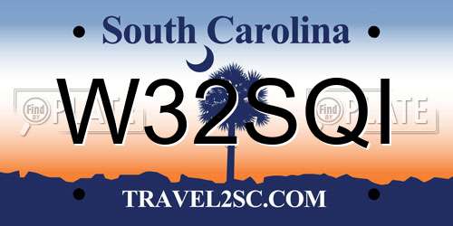 W32SQI South Carolina License Plate