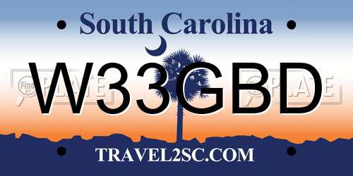 W33GBD South Carolina License Plate