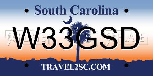 W33GSD South Carolina License Plate