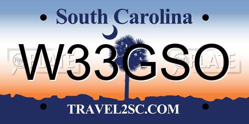 W33GSO South Carolina License Plate