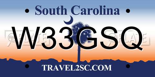 W33GSQ South Carolina License Plate