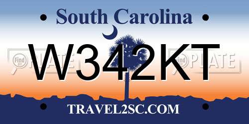 W342KT South Carolina License Plate