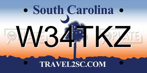 W34TKZ South Carolina License Plate