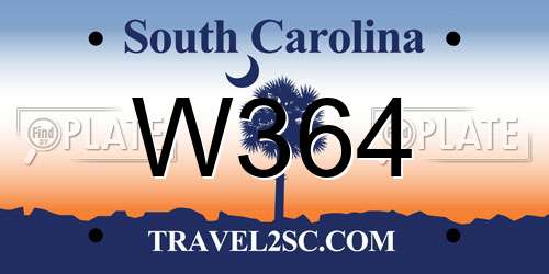 W364 South Carolina License Plate