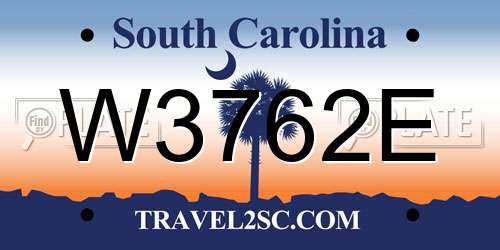 W3762E South Carolina License Plate