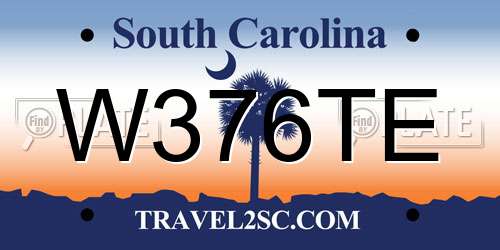 W376TE South Carolina License Plate