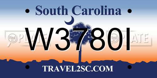 W3780I South Carolina License Plate