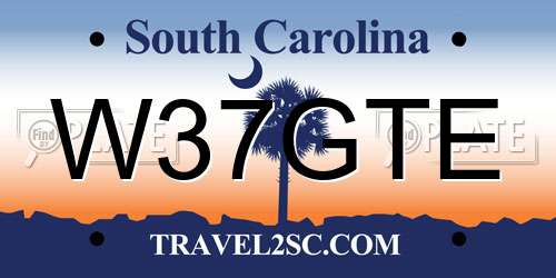 W37GTE South Carolina License Plate