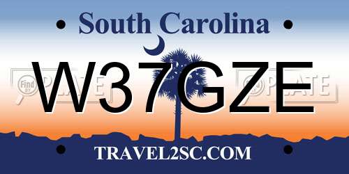 W37GZE South Carolina License Plate