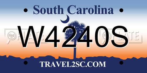 W4240S South Carolina License Plate