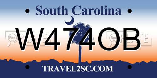 W474OB South Carolina License Plate