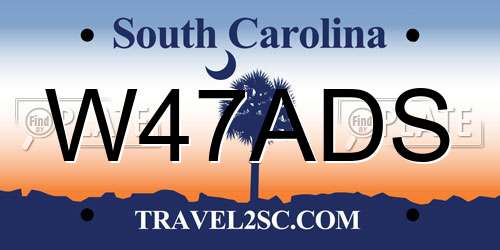 W47ADS South Carolina License Plate