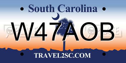 W47AOB South Carolina License Plate