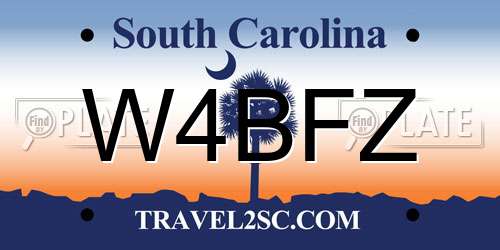 W4BFZ South Carolina License Plate