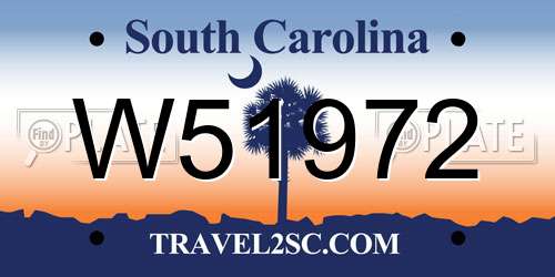 W51972 South Carolina License Plate