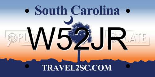 W52JR South Carolina License Plate