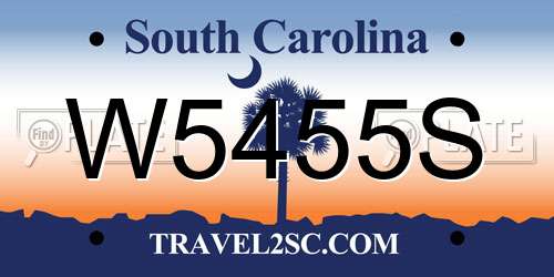 W5455S South Carolina License Plate