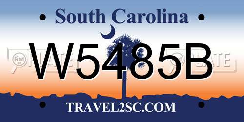 W5485B South Carolina License Plate