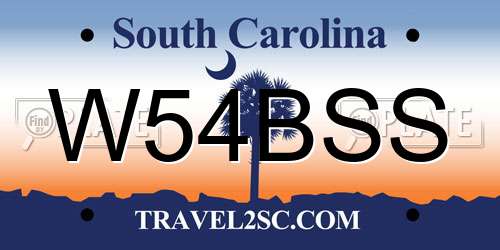 W54BSS South Carolina License Plate