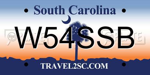 W54SSB South Carolina License Plate