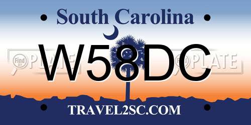 W58DC South Carolina License Plate