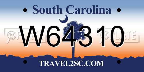 W64310 South Carolina License Plate