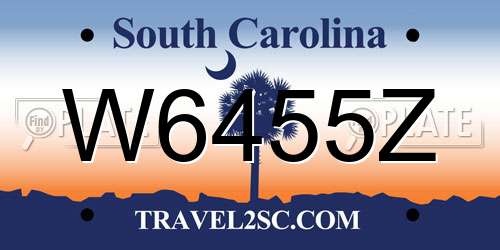 W6455Z South Carolina License Plate