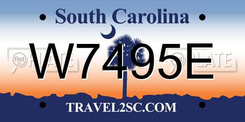 W7495E South Carolina License Plate
