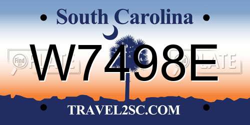 W7498E South Carolina License Plate