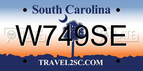 W749SE South Carolina License Plate