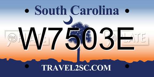 W7503E South Carolina License Plate