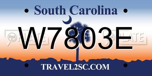 W7803E South Carolina License Plate