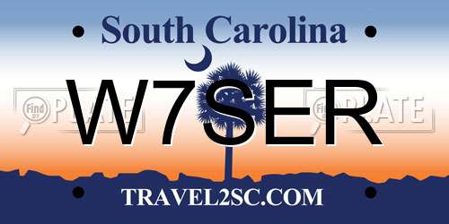W7SER South Carolina License Plate