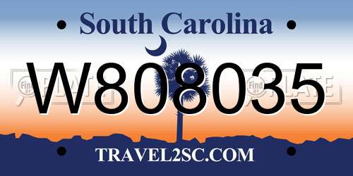 W808035 South Carolina License Plate