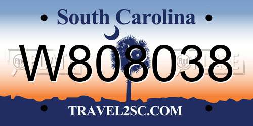 W808038 South Carolina License Plate
