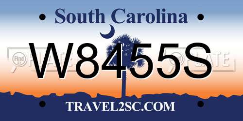 W8455S South Carolina License Plate
