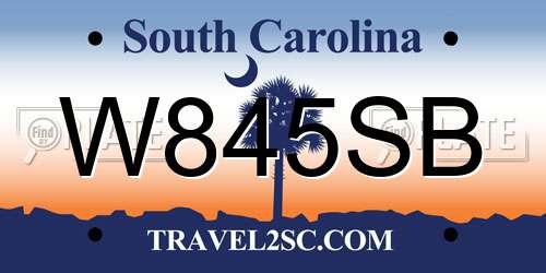 W845SB South Carolina License Plate