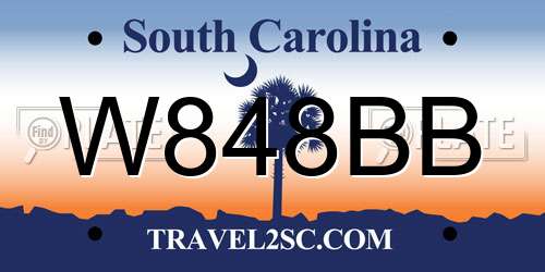 W848BB South Carolina License Plate