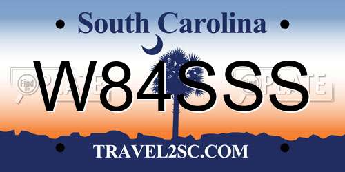 W84SSS South Carolina License Plate