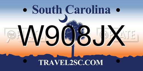 W908JX South Carolina License Plate