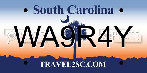 WA9R4Y South Carolina License Plate