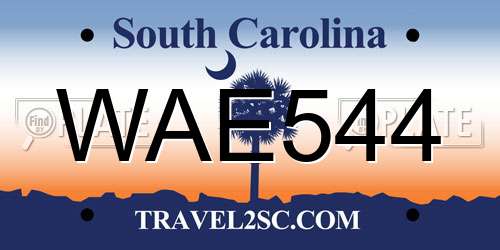 WAE544 South Carolina License Plate