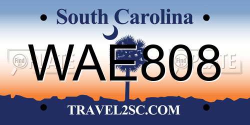 WAE808 South Carolina License Plate