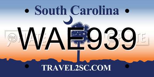 WAE939 South Carolina License Plate
