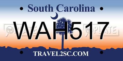 WAH517 South Carolina License Plate
