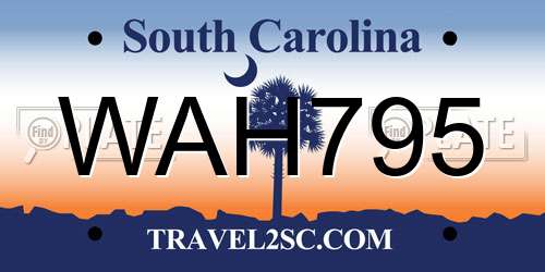 WAH795 South Carolina License Plate