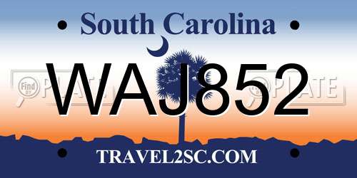 WAJ852 South Carolina License Plate