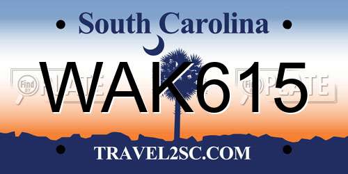 WAK615 South Carolina License Plate