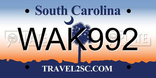 WAK992 South Carolina License Plate